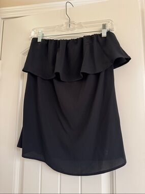 Vici Black Strapless Ruffle Top